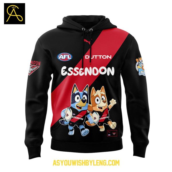 Essendon Bluey And Bingo Heeler Family Rugby Hoodie T-Shirt
