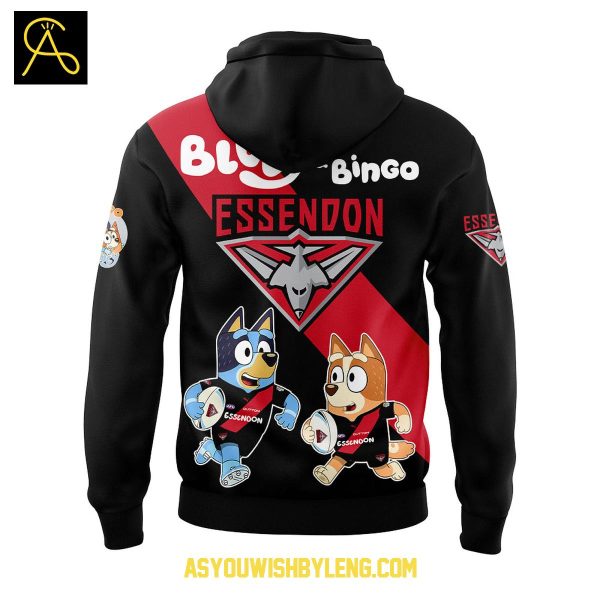 Essendon Bluey And Bingo Heeler Family Rugby Hoodie T-Shirt