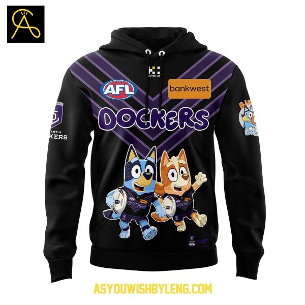 Fremantle Dockers Bluey And Bingo 2025 Heeler Family Hoodie T-Shirt