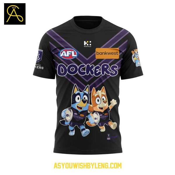 Fremantle Dockers Bluey And Bingo 2025 Heeler Family Hoodie T-Shirt