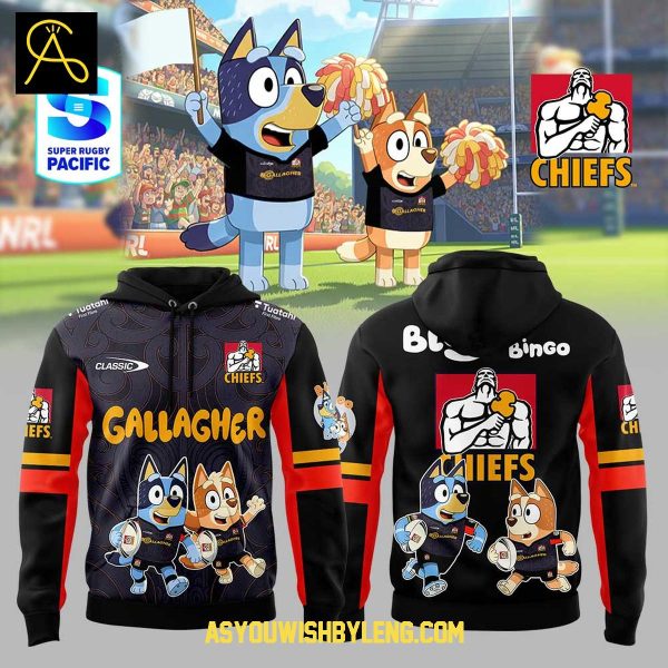 Gallagher Chiefs Bluey Heeler And Bingo 2025 Rugby Hoodie T-Shirt