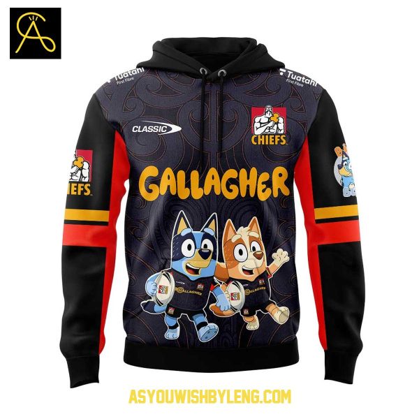 Gallagher Chiefs Bluey Heeler And Bingo 2025 Rugby Hoodie T-Shirt