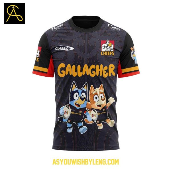Gallagher Chiefs Bluey Heeler And Bingo 2025 Rugby Hoodie T-Shirt
