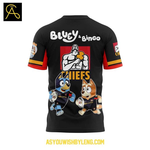 Gallagher Chiefs Bluey Heeler And Bingo 2025 Rugby Hoodie T-Shirt