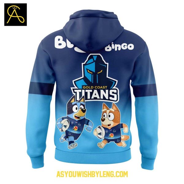 Gold Coast Titans Bluey And Bingo 2025 Heeler Family Hoodie T-Shirt