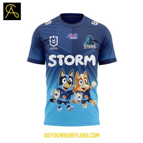Gold Coast Titans Bluey And Bingo 2025 Heeler Family Hoodie T-Shirt