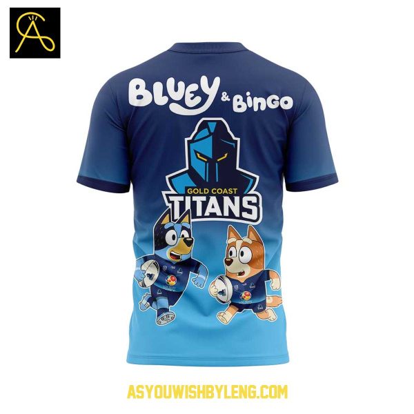 Gold Coast Titans Bluey And Bingo 2025 Heeler Family Hoodie T-Shirt