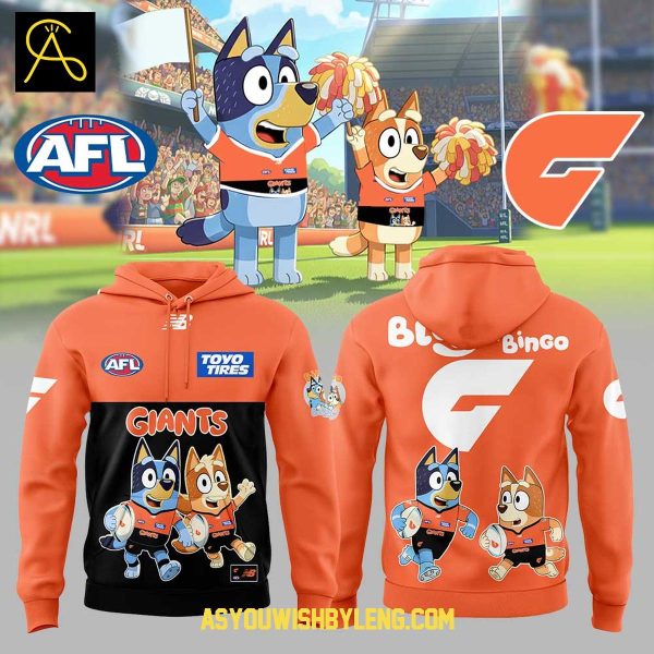 Greater Western Sydney Giants Bluey And Bingo Heeler Family Rugby Hoodie T-Shirt