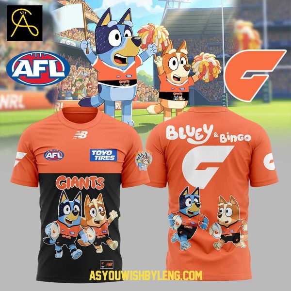 Greater Western Sydney Giants Bluey And Bingo Heeler Family Rugby Hoodie T-Shirt