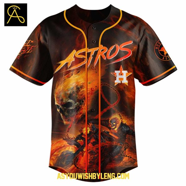 Houston Astros Ghost Rider Marvel Chains Of Flame 2025 Baseball Jersey