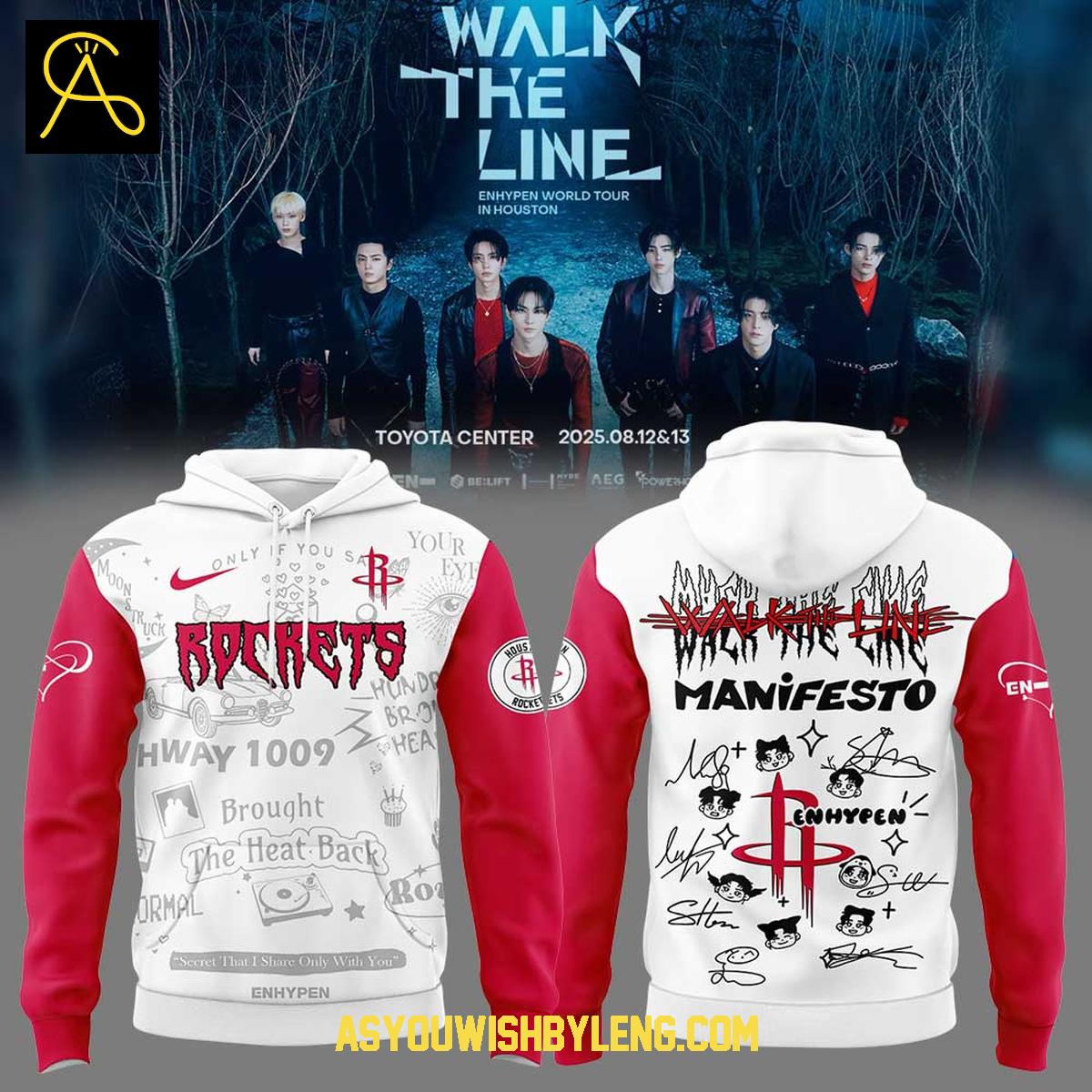 Houston Rockets Enhypen Manifesto Walk The Line 2025 Hoodie T-Shirt Houston Rockets Enhypen Manifesto Walk The Line 2025 Hoodie T-Shirt