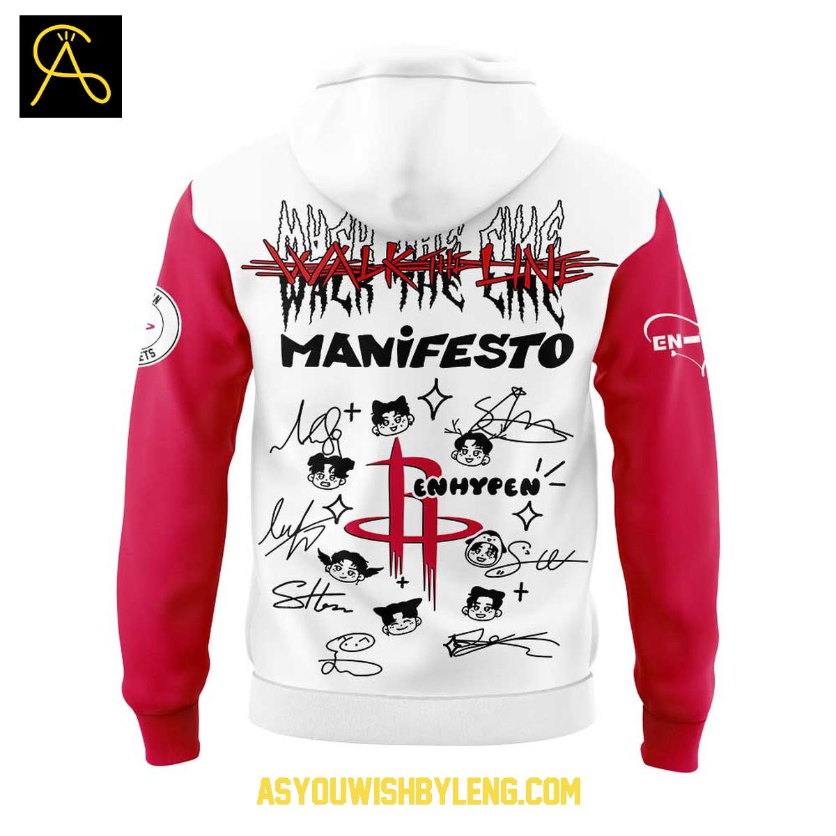 Houston Rockets Enhypen Manifesto Walk The Line 2025 Hoodie T-Shirt Houston Rockets Enhypen Manifesto Walk The Line 2025 Hoodie T-Shirt