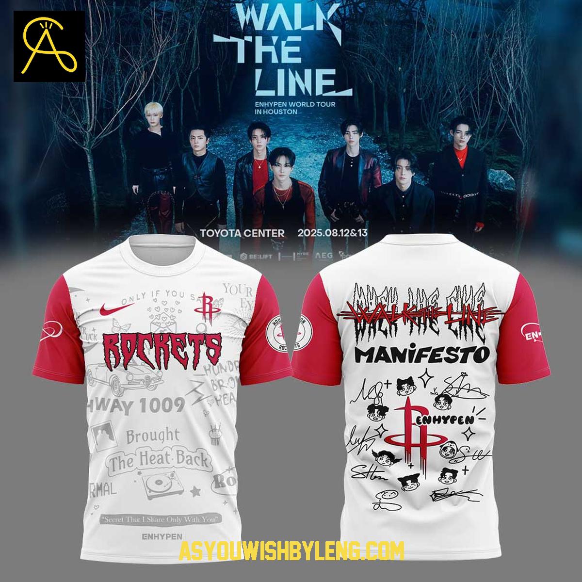 Houston Rockets Enhypen Manifesto Walk The Line 2025 Hoodie T-Shirt Houston Rockets Enhypen Manifesto Walk The Line 2025 Hoodie T-Shirt