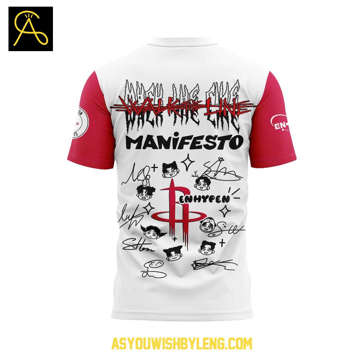 Houston Rockets Enhypen Manifesto Walk The Line 2025 Hoodie T-Shirt Houston Rockets Enhypen Manifesto Walk The Line 2025 Hoodie T-Shirt