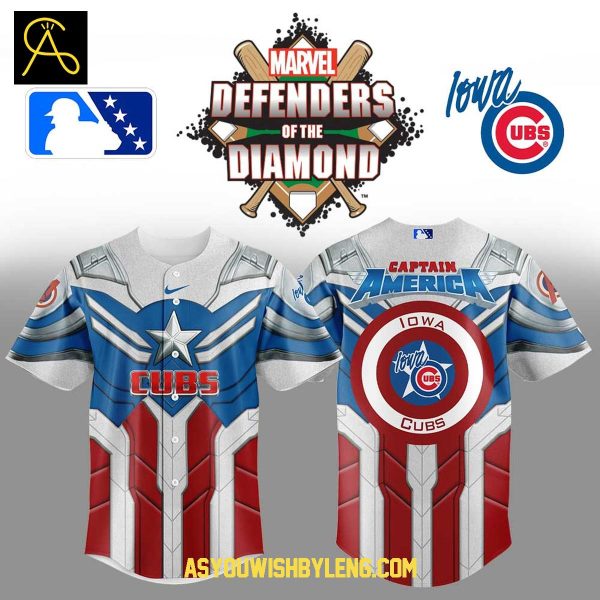 Iowa Cubs Marvel 2025 Captain America Hero Team Baseball Jersey