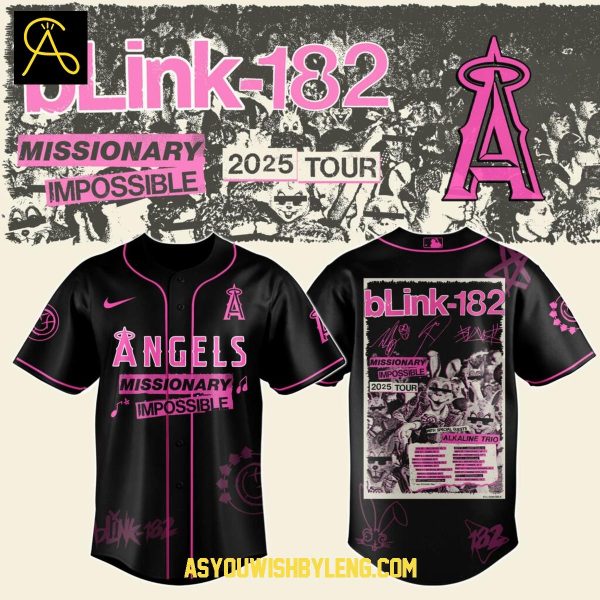 Los Angeles Angels 2025 Blink-182 Missionary Impossible Tour Baseball Jersey