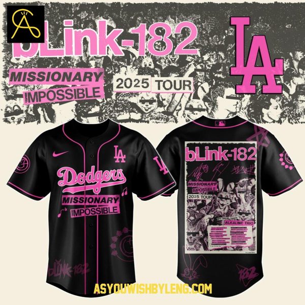 Los Angeles Dodgers Blink-182 Missionary Impossible Tour 2025 Baseball Jersey