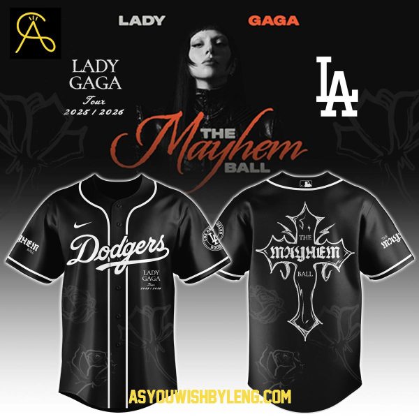 Los Angeles Dodgers Lady Gaga Tour 2025-2026 The Mayhem Ball Baseball Jersey