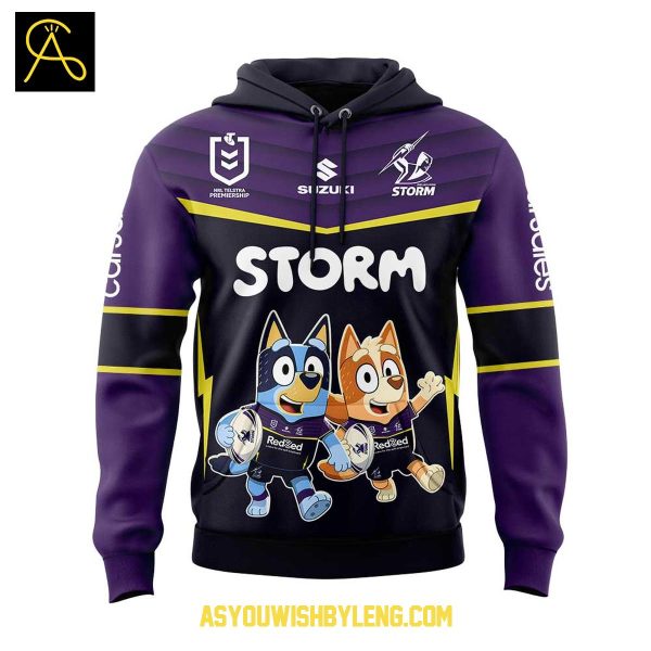 Melbourne Storm Bluey And Bingo 2025 Heeler Family Hoodie T-Shirt