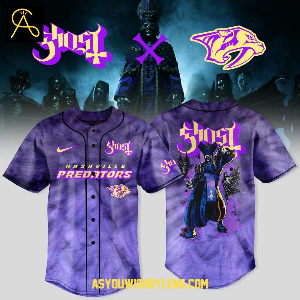 Nashville Predators 2025 Celebrate Ghost Band World Tour Baseball Jersey