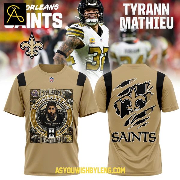 New Orleans Saints Tyrann Mathieu 2025 The Honey Badger Legacy Hoodie T-Shirt