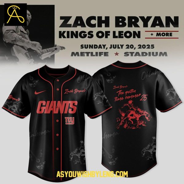 New York Giants 2025 Zach Bryan The Quittin’ Time Summer Baseball Jersey