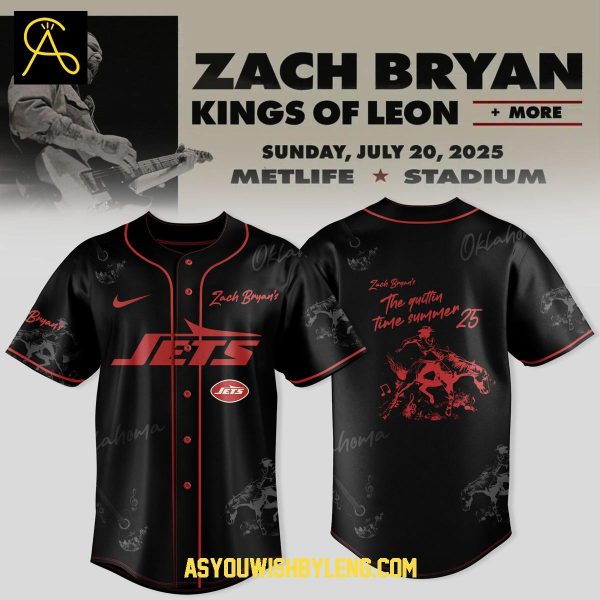 New York Jets 2025 Zach Bryan The Quittin’ Time Summer Baseball Jersey