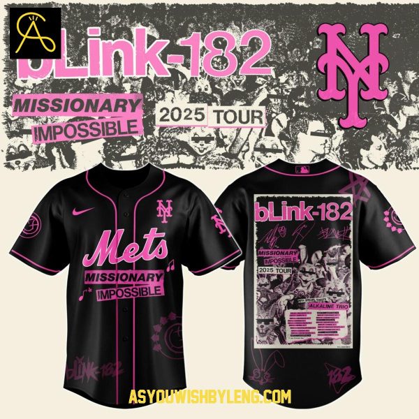 New York Mets Blink-182 Missionary Impossible Tour 2025 Baseball Jersey