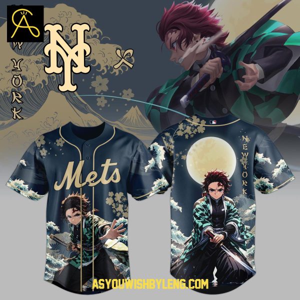 New York Mets Demon Slayer Kimetsu No Yaiba 2025 Baseball Jersey