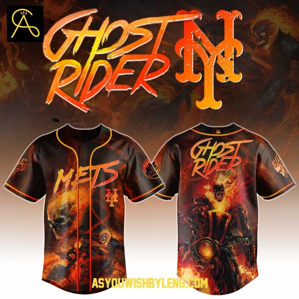 New York Mets Ghost Rider Marvel Chains Of Flame 2025 Baseball Jersey