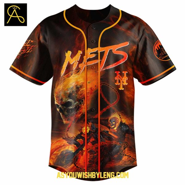 New York Mets Ghost Rider Marvel Chains Of Flame 2025 Baseball Jersey