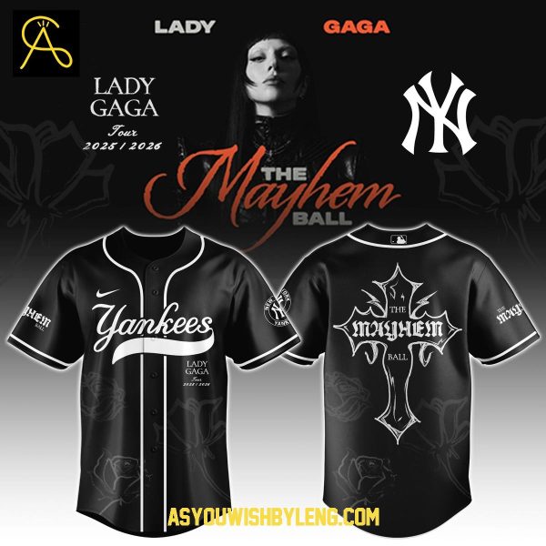 New York Yankees Lady Gaga Tour 2025-2026 The Mayhem Ball Baseball Jersey