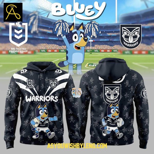 New Zealand Warriors 2025 Bluey Heeler Rugby Hoodie T-Shirt