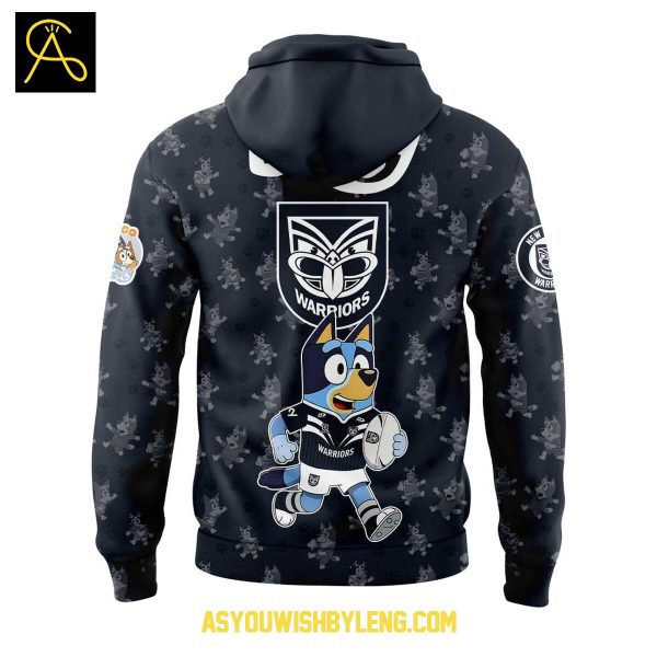 New Zealand Warriors 2025 Bluey Heeler Rugby Hoodie T-Shirt