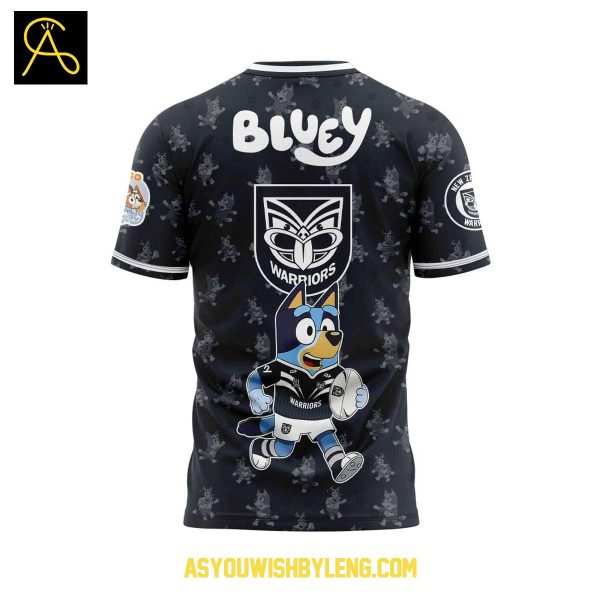 New Zealand Warriors 2025 Bluey Heeler Rugby Hoodie T-Shirt