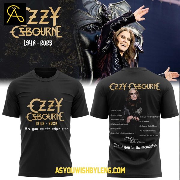 Ozzy Osbourne 1948-2025 Black Sabbath Thank You For The Memories Hoodie T-Shirt
