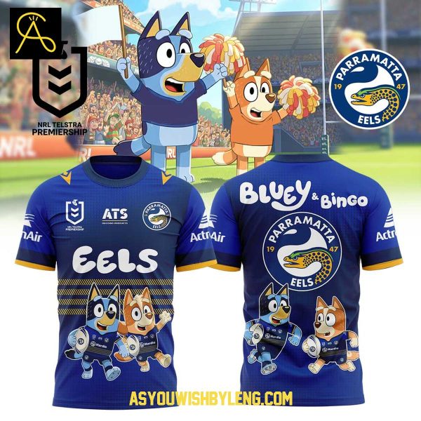 Parramatta Eels Bluey And Bingo Heeler Family 2025 Hoodie T-Shirt