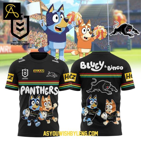 Penrith Panthers Bluey And Bingo 2025 Heeler Family Hoodie T-Shirt