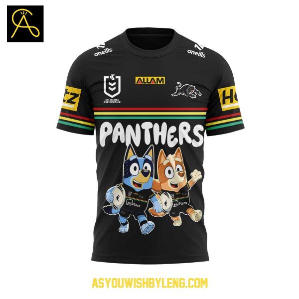 Penrith Panthers Bluey And Bingo 2025 Heeler Family Hoodie T-Shirt