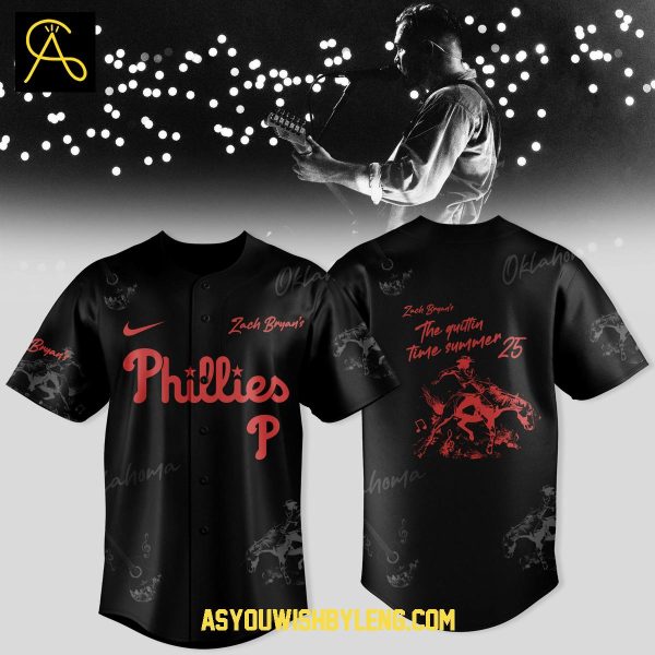 Philadelphia Phillies 2025 Zach Bryan Tour The Quittin’ Time Baseball Jersey