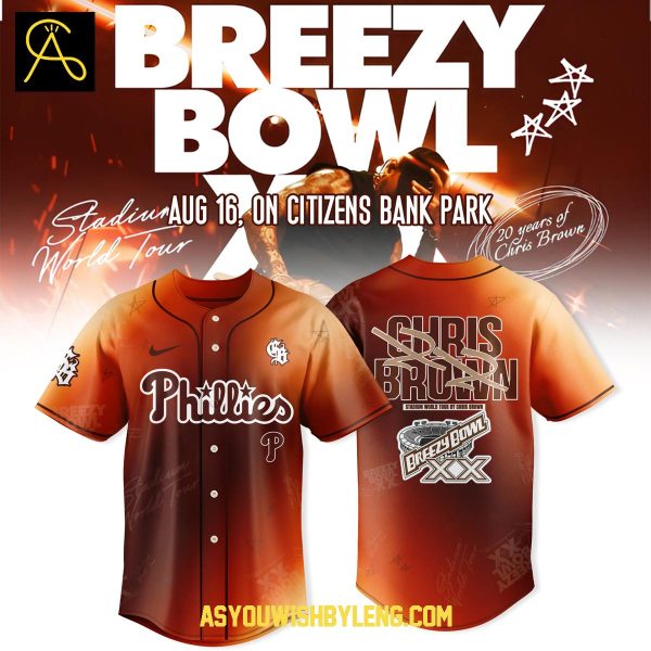 Philadelphia Phillies Celebrating Chris Brown Breezy Bowl XX Tour 2025 Baseball Jersey