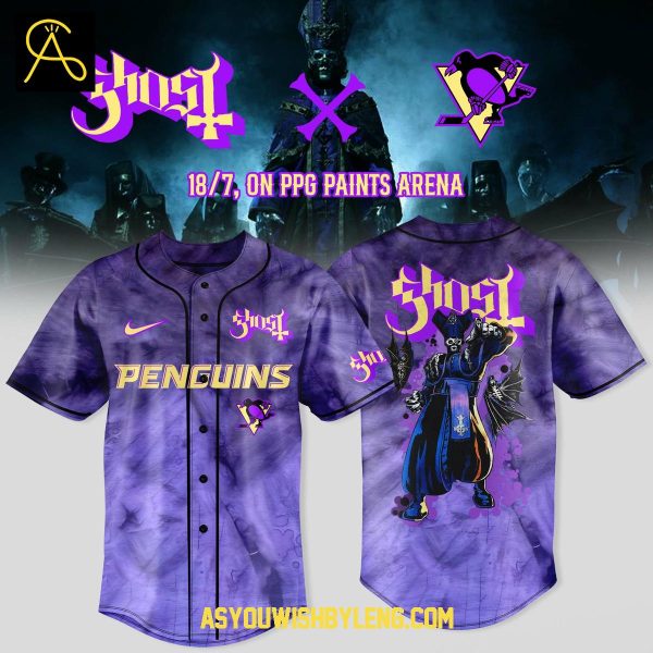 Pittsburgh Penguins Ghost 2025 Celebration World Tour Baseball Jersey