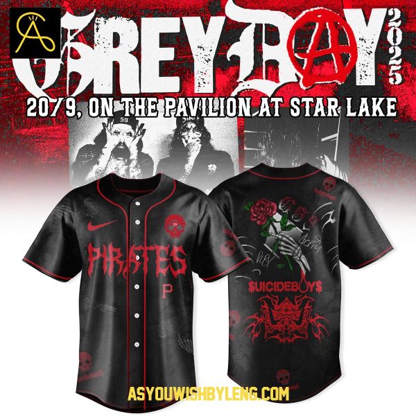Pittsburgh Pirates Celebrating $uicideboy$ Grey Day 2025 Tour Baseball Jersey
