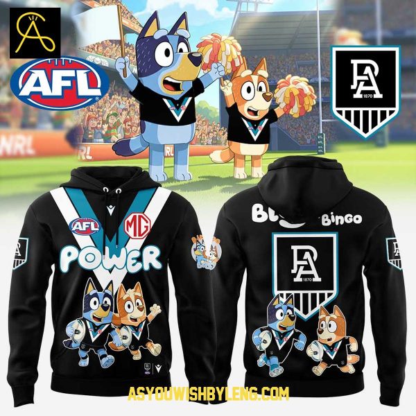 Port Adelaide Power Bluey And Bingo 2025 Heeler Family Hoodie T-Shirt