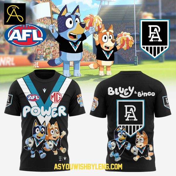 Port Adelaide Power Bluey And Bingo 2025 Heeler Family Hoodie T-Shirt