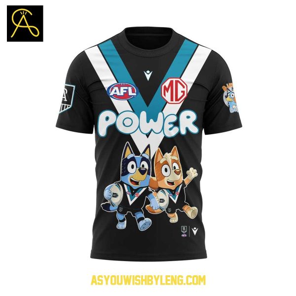 Port Adelaide Power Bluey And Bingo 2025 Heeler Family Hoodie T-Shirt