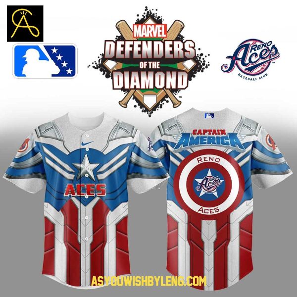 Reno Aces Marvel 2025 Captain America Hero Team Baseball Jersey