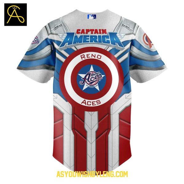 Reno Aces Marvel 2025 Captain America Hero Team Baseball Jersey