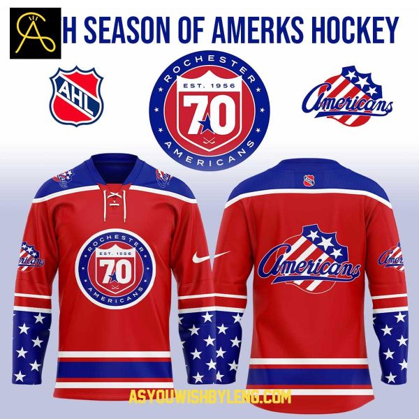Rochester Americans Celebrating 70th Season Of Amerks 2025 Hockey Jersey