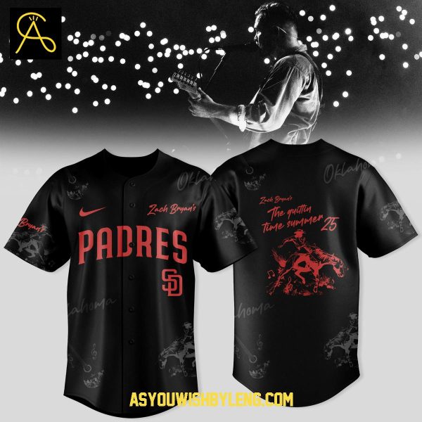 San Diego Padres 2025 Zach Bryan Tour The Quittin’ Time Baseball Jersey